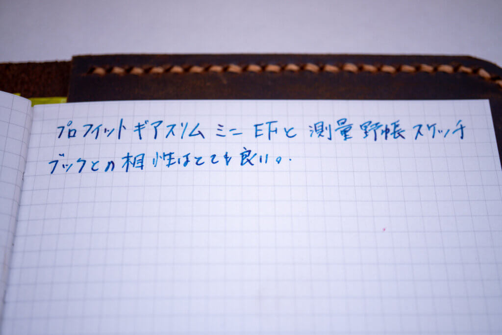 セーラー万年筆「プロギアスリムミニ EFニブ」を使ってコクヨ「測量野帳スケッチブック」に文字を書いてみた。