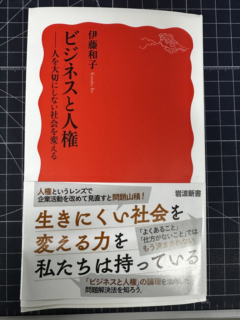 『ビジネスと人権──人を大切にしない社会を変える』（伊藤和子著/岩波新書）の書影。赤い装丁に白帯が付いた新書判の表紙デザイン。